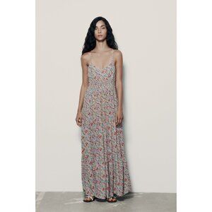 Zara Floral Print V-Neck Maxi Dress